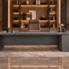 Orion Executive Desk Metallic Grey Front View Islamabad Pakistan