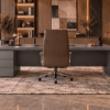 Orion Executive Desk Metallic Grey Rear View Islamabad Pakistan