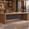 Orion Executive Desk Natural Oat Angled View Islamabad Pakistan