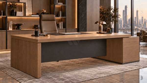 Orion Executive Desk Natural Oat Angled View Islamabad Pakistan