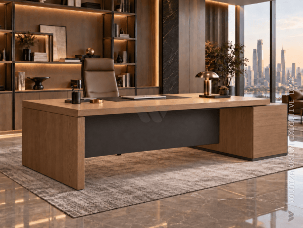 Orion Executive Desk Natural Oat Angled View Islamabad Pakistan