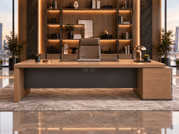 Orion Executive Desk Natural Oat Front View Islamabad Pakistan