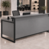 Orion Reception Desk Metallic Grey Angled View Orion Reception Desk Metallic Grey Angled View