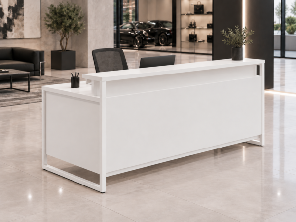 Orion Reception Desk White Angled View Orion Reception Desk White Angled View