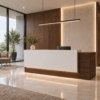 Prima Reception Desk Dark Walnut Angled View Prima Reception Desk Dark Walnut Angled View