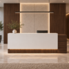 Prima Reception Desk Dark Walnut Front View Prima Reception Desk Dark Walnut Front View
