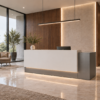 Prima Reception Desk Metallic Grey Angled View Prima Reception Desk Metallic Grey Angled View