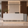 Prima Reception Desk Metallic Grey Front View Prima Reception Desk Metallic Grey Front View