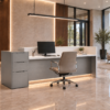 Prima Reception Desk Metallic Grey Rear View Prima Reception Desk Metallic Grey Rear View