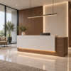 Prima Reception Desk Natural Oat Angled View Prima Reception Desk Natural Oat Angled View