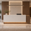 Prima Reception Desk Natural Oat Front View Prima Reception Desk Natural Oat Front View