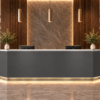 Vectra Reception Desk Dark Charcoal Front View Vectra Reception Desk Dark Charcoal Front View