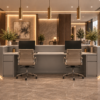 Vectra Reception Desk Metallic Grey Rear View Vectra Reception Desk Metallic Grey Rear View