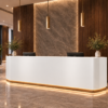 Vectra Reception Desk Pure White Angled View Vectra Reception Desk Pure White Angled View