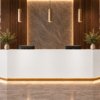 Vectra Reception Desk Pure White Front View Vectra Reception Desk Pure White Front View